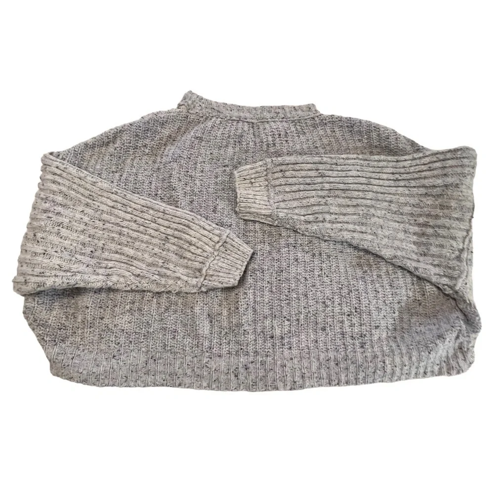 Free People On Your Side Cropped Cable Knit boxy slouchy  Crew Neck Sweater L - Picture 8 of 15